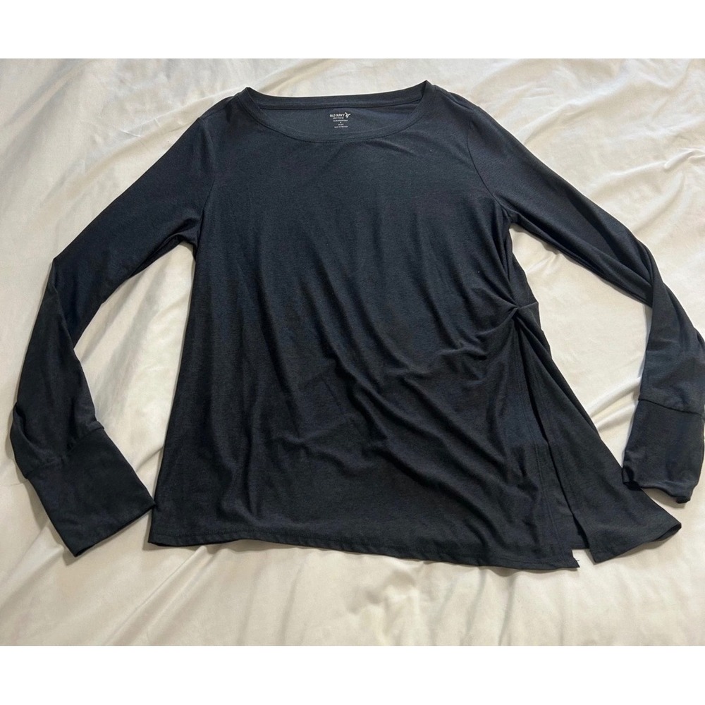 Old Navy Active Cloudmotion Go-Dry Long Sleeve Side Tie Thumbhole Top Gray S